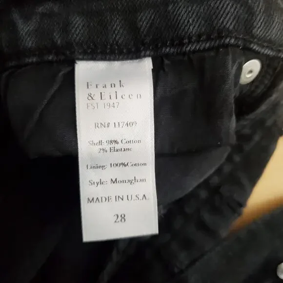Frank & Eileen Monaghan Italian Vintage Denim Crop Jeans Black High Rise Size 28 - Picture 9 of 10